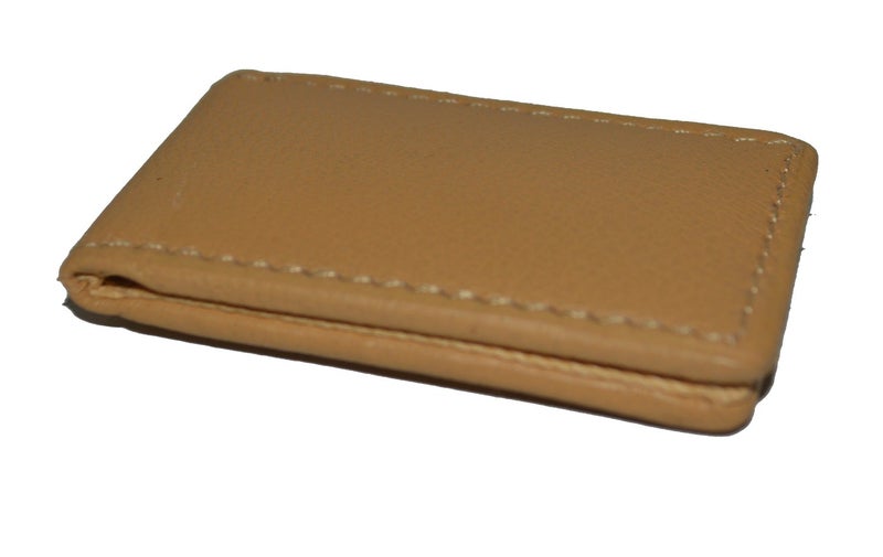 LB LEATHERBOSS Leatherboss Genuine Leather Slim Magnetic Minimalist Bifold Money Clip Cash Holder Wallet, Tan - Image 3